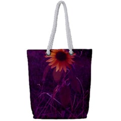 Purple Sunflower Full Print Rope Handle Tote (small) by okhismakingart