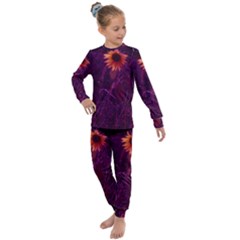 Purple Sunflower Kids  Long Sleeve Set  by okhismakingart