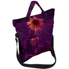 Purple Sunflower Fold Over Handle Tote Bag by okhismakingart