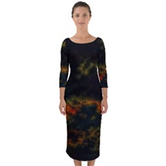 Emerging Sun Quarter Sleeve Midi Bodycon Dress by okhismakingart