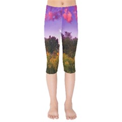 Purple Afternoon Kids  Capri Leggings  by okhismakingart