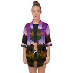 Purple Afternoon Open Front Chiffon Kimono by okhismakingart