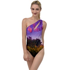 Purple Afternoon To One Side Swimsuit