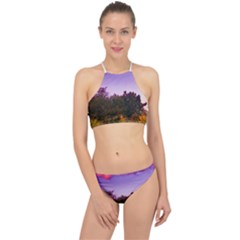 Purple Afternoon Racer Front Bikini Set