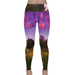 Purple Afternoon Lightweight Velour Classic Yoga Leggings by okhismakingart