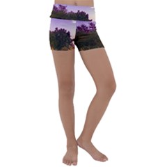 Purple Afternoon Kids  Lightweight Velour Yoga Shorts by okhismakingart