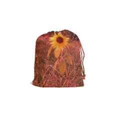 Red Tinted Sunflower Drawstring Pouch (small) by okhismakingart