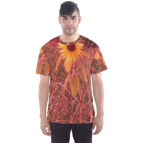 Red Tinted Sunflower Men s Sports Mesh Tee by okhismakingart