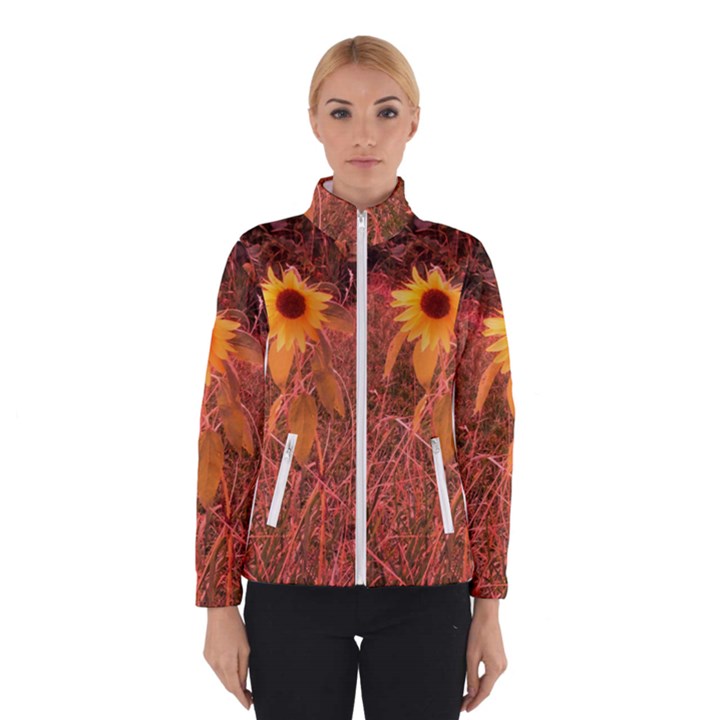 Red Tinted Sunflower Winter Jacket