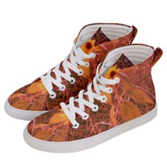 Red Tinted Sunflower Women s Hi-Top Skate Sneakers