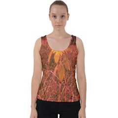 Red Tinted Sunflower Velvet Tank Top