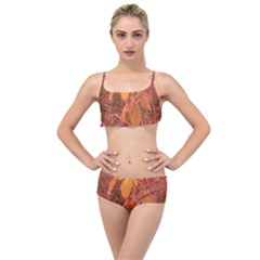 Red Tinted Sunflower Layered Top Bikini Set by okhismakingart