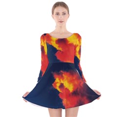 Ominous Clouds Long Sleeve Velvet Skater Dress by okhismakingart