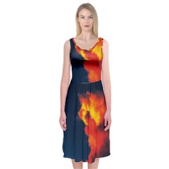 Ominous Clouds Midi Sleeveless Dress by okhismakingart