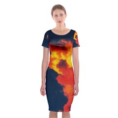 Ominous Clouds Classic Short Sleeve Midi Dress by okhismakingart