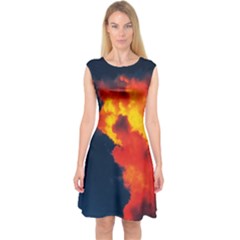 Ominous Clouds Capsleeve Midi Dress by okhismakingart