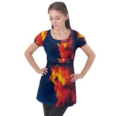 Ominous Clouds Puff Sleeve Tunic Top