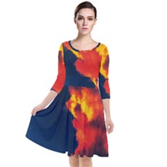 Ominous Clouds Quarter Sleeve Waist Band Dress