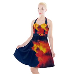 Ominous Clouds Halter Party Swing Dress 