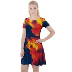 Ominous Clouds Cap Sleeve Velour Dress 