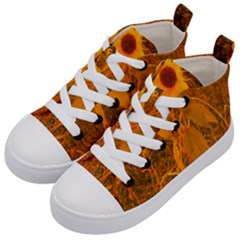 Yellow Sunflower Kids  Mid-top Canvas Sneakers by okhismakingart