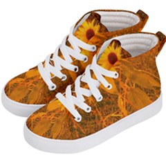 Yellow Sunflower Kids  Hi-top Skate Sneakers by okhismakingart