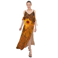 Yellow Sunflower Maxi Chiffon Cover Up Dress