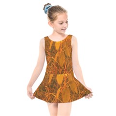 Yellow Sunflower Kids  Skater Dress Swimsuit