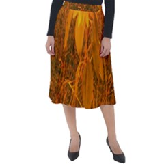 Yellow Sunflower Classic Velour Midi Skirt  by okhismakingart