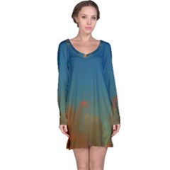 Orange And Blue Sky Long Sleeve Nightdress by okhismakingart