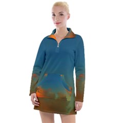 Orange And Blue Sky Women s Hoodie Dress