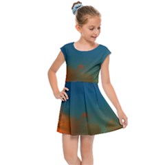 Orange And Blue Sky Kids  Cap Sleeve Dress