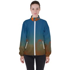 Orange And Blue Sky Women s High Neck Windbreaker