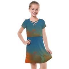 Orange And Blue Sky Kids  Cross Web Dress