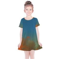 Orange And Blue Sky Kids  Simple Cotton Dress