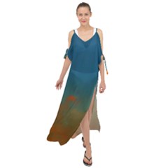 Orange And Blue Sky Maxi Chiffon Cover Up Dress