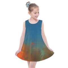 Orange And Blue Sky Kids  Summer Dress