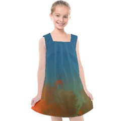 Orange And Blue Sky Kids  Cross Back Dress