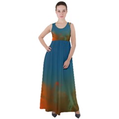 Orange And Blue Sky Empire Waist Velour Maxi Dress