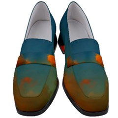 Orange And Blue Sky Women s Chunky Heel Loafers