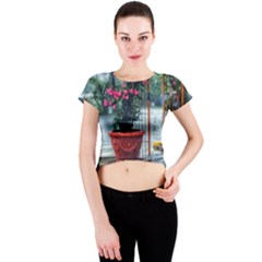 Rainy Day Crew Neck Crop Top by okhismakingart