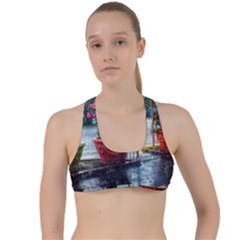 Rainy Day Criss Cross Racerback Sports Bra by okhismakingart