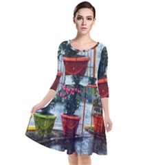 Rainy Day Quarter Sleeve Waist Band Dress