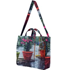 Rainy Day Square Shoulder Tote Bag by okhismakingart