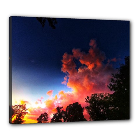 Deep Blue Sunset Canvas 24  X 20  (stretched) by okhismakingart