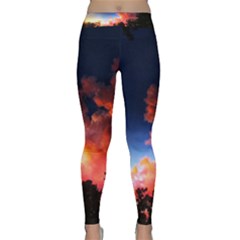 Deep Blue Sunset Classic Yoga Leggings by okhismakingart