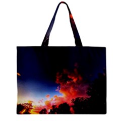 Deep Blue Sunset Zipper Mini Tote Bag by okhismakingart