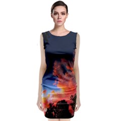 Deep Blue Sunset Classic Sleeveless Midi Dress by okhismakingart