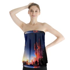 Deep Blue Sunset Strapless Top by okhismakingart