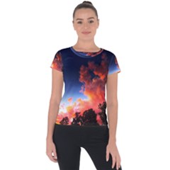 Deep Blue Sunset Short Sleeve Sports Top  by okhismakingart